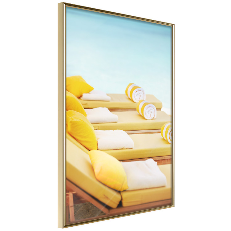 Wall Poster Summer at the Seaside - Yellow Sun Loungers on the Beach Lit by the Holiday Sun 144124 additionalImage 6