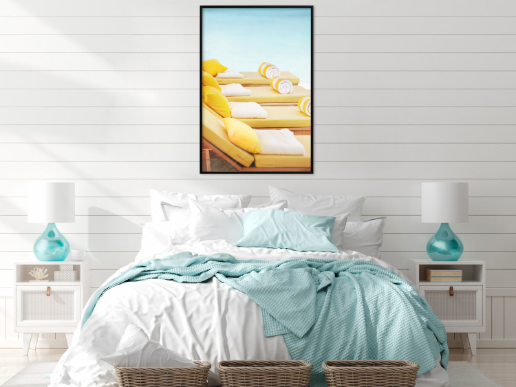 Wall Poster Summer at the Seaside - Yellow Sun Loungers on the Beach Lit by the Holiday Sun 144124 additionalImage 10