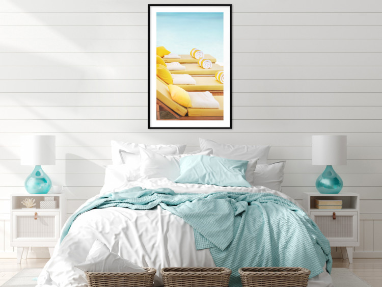 Wall Poster Summer at the Seaside - Yellow Sun Loungers on the Beach Lit by the Holiday Sun 144124 additionalImage 13