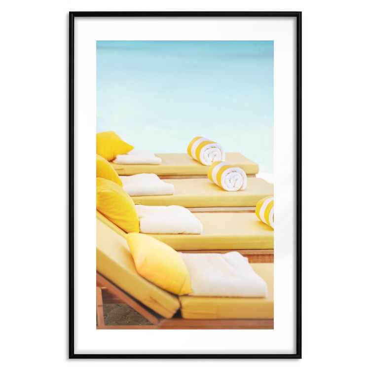 Wall Poster Summer at the Seaside - Yellow Sun Loungers on the Beach Lit by the Holiday Sun 144124 additionalImage 19