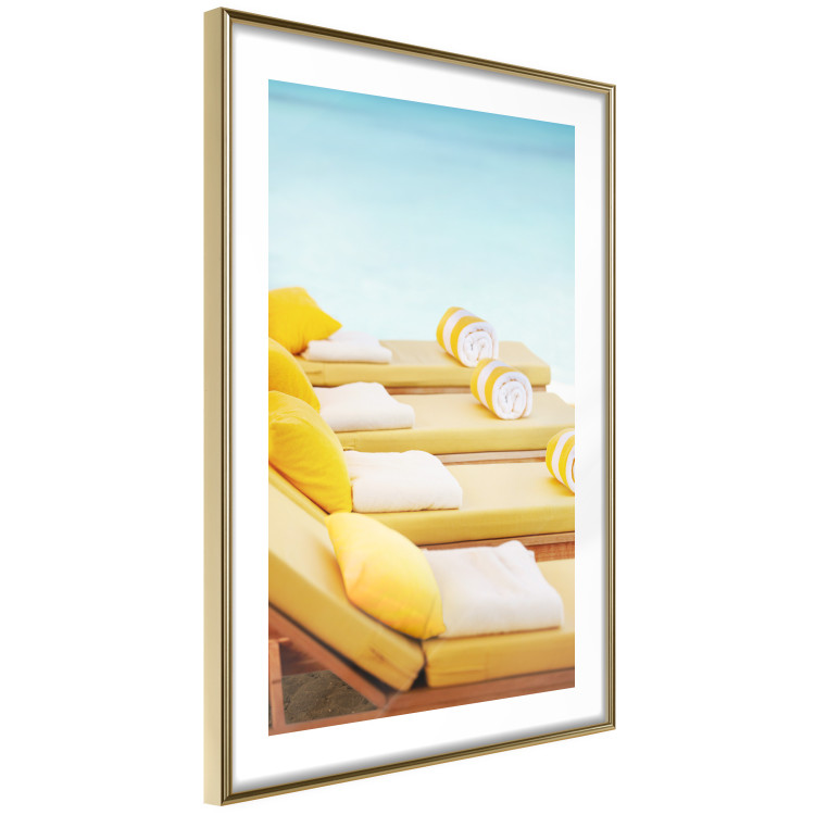 Wall Poster Summer at the Seaside - Yellow Sun Loungers on the Beach Lit by the Holiday Sun 144124 additionalImage 8