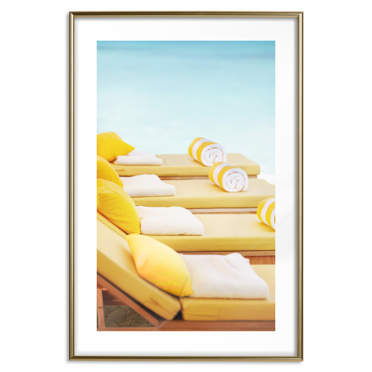Wall Poster Summer at the Seaside - Yellow Sun Loungers on the Beach Lit by the Holiday Sun 144124 additionalImage 20