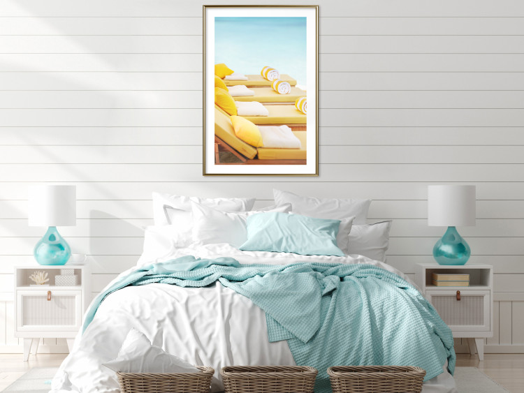 Wall Poster Summer at the Seaside - Yellow Sun Loungers on the Beach Lit by the Holiday Sun 144124 additionalImage 14