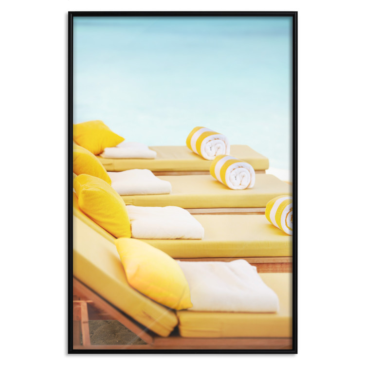 Wall Poster Summer at the Seaside - Yellow Sun Loungers on the Beach Lit by the Holiday Sun 144124 additionalImage 16
