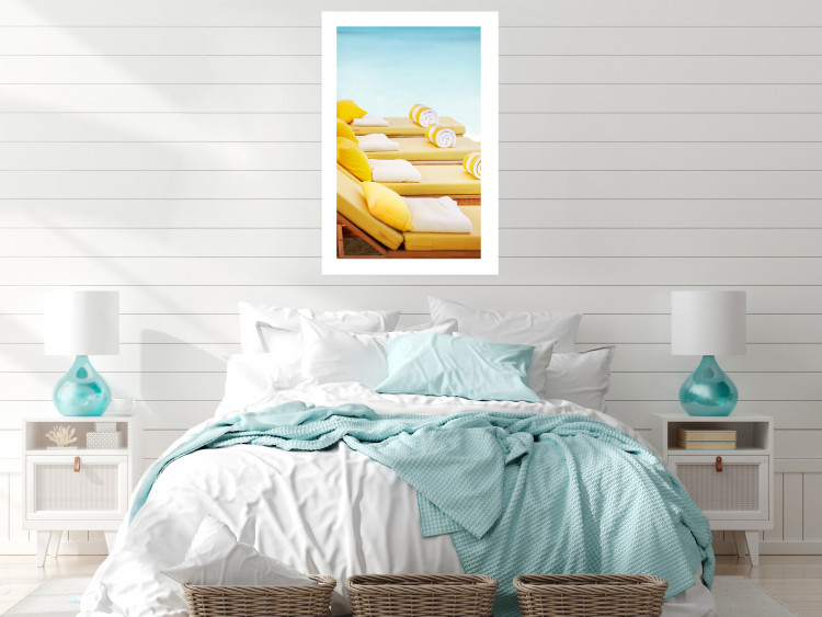 Wall Poster Summer at the Seaside - Yellow Sun Loungers on the Beach Lit by the Holiday Sun 144124 additionalImage 11