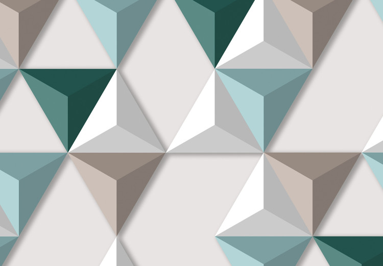 Photo Wallpaper Geometric harmony - three-dimensional mosaic of triangles in turquoise 144624 additionalImage 3