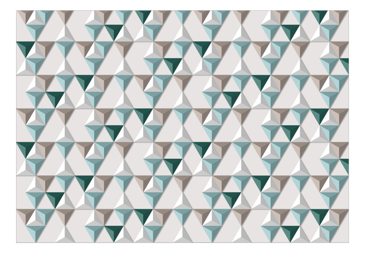 Photo Wallpaper Geometric harmony - three-dimensional mosaic of triangles in turquoise 144624 additionalImage 1