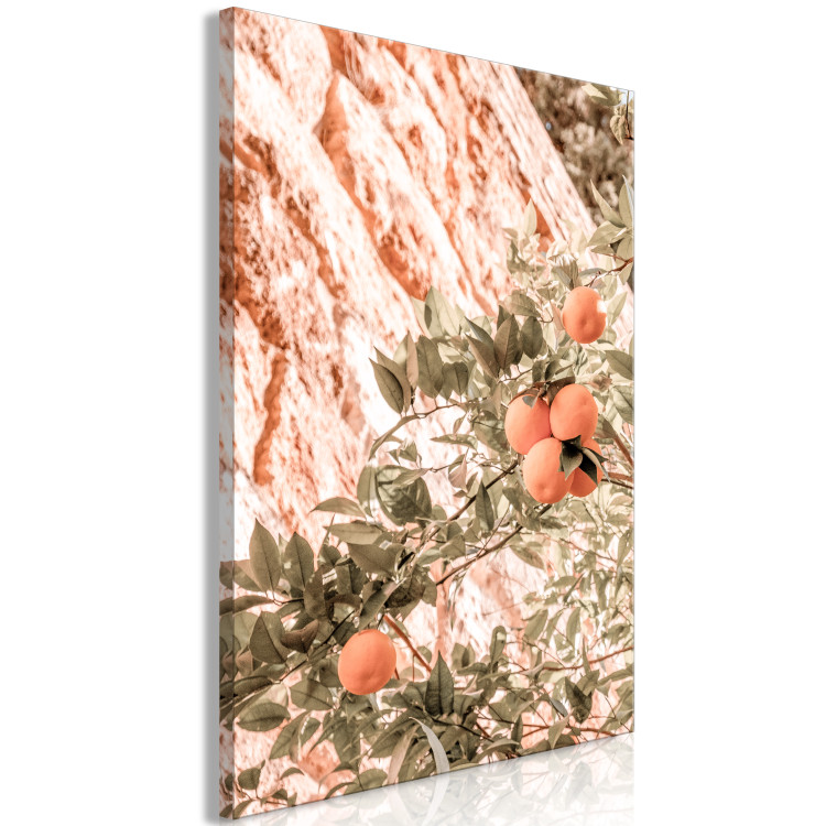 Canvas Print Young Clementines (1-piece) - fruits among branches of a green tree 145324 additionalImage 2