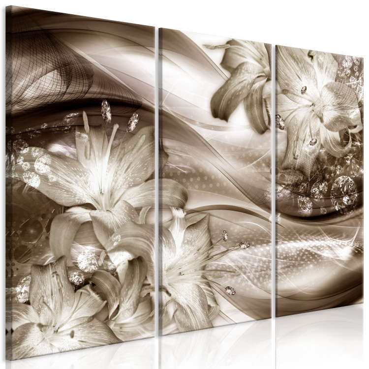 Canvas Print Sepia Lilies - Delicate Flowers in a Crystal Garden 146024 additionalImage 2