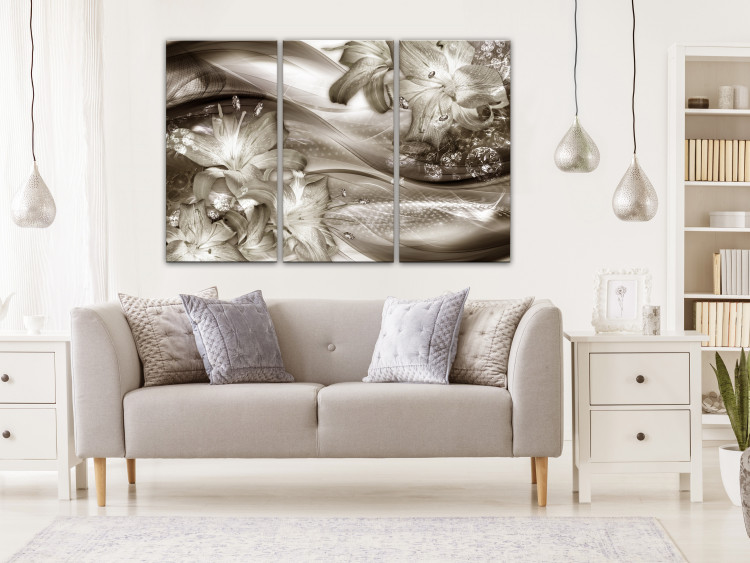 Canvas Print Sepia Lilies - Delicate Flowers in a Crystal Garden 146024 additionalImage 3