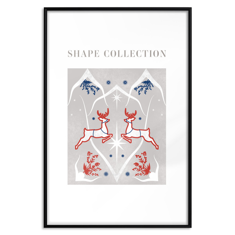 Poster Festive Shapes - Jumping Deer and Blue Holly 148024 additionalImage 24