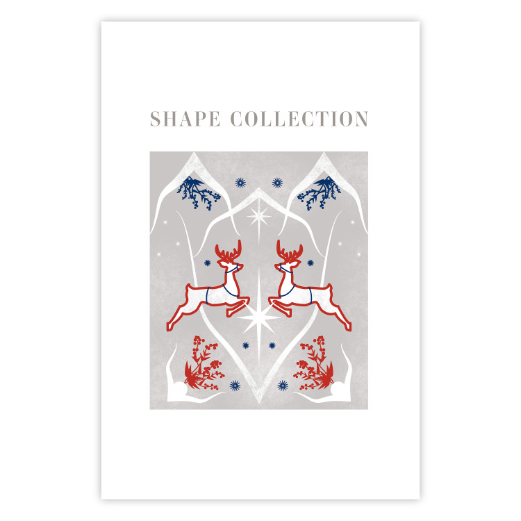 Poster Festive Shapes - Jumping Deer and Blue Holly 148024 additionalImage 20