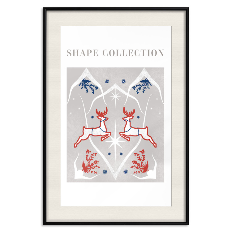Poster Festive Shapes - Jumping Deer and Blue Holly 148024 additionalImage 26