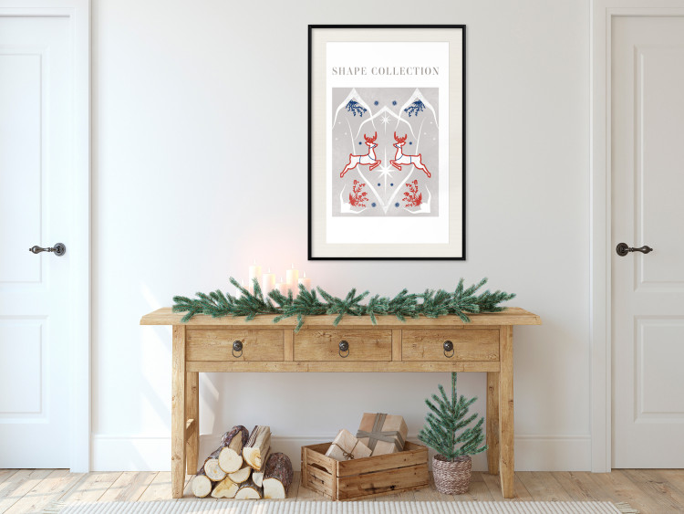 Poster Festive Shapes - Jumping Deer and Blue Holly 148024 additionalImage 17