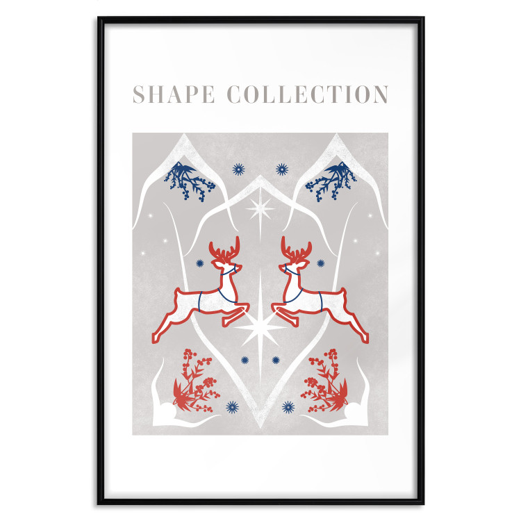 Poster Festive Shapes - Jumping Deer and Blue Holly 148024 additionalImage 21