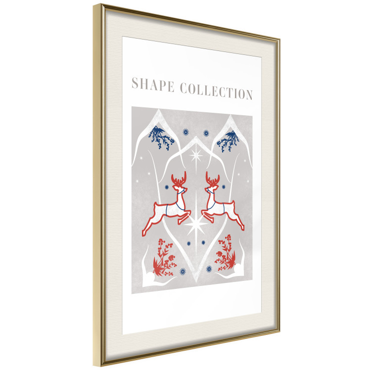 Poster Festive Shapes - Jumping Deer and Blue Holly 148024 additionalImage 10