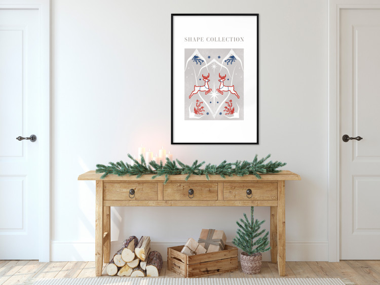 Poster Festive Shapes - Jumping Deer and Blue Holly 148024 additionalImage 14