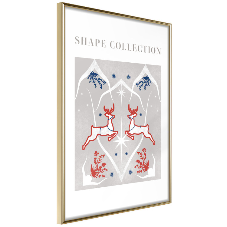 Poster Festive Shapes - Jumping Deer and Blue Holly 148024 additionalImage 6