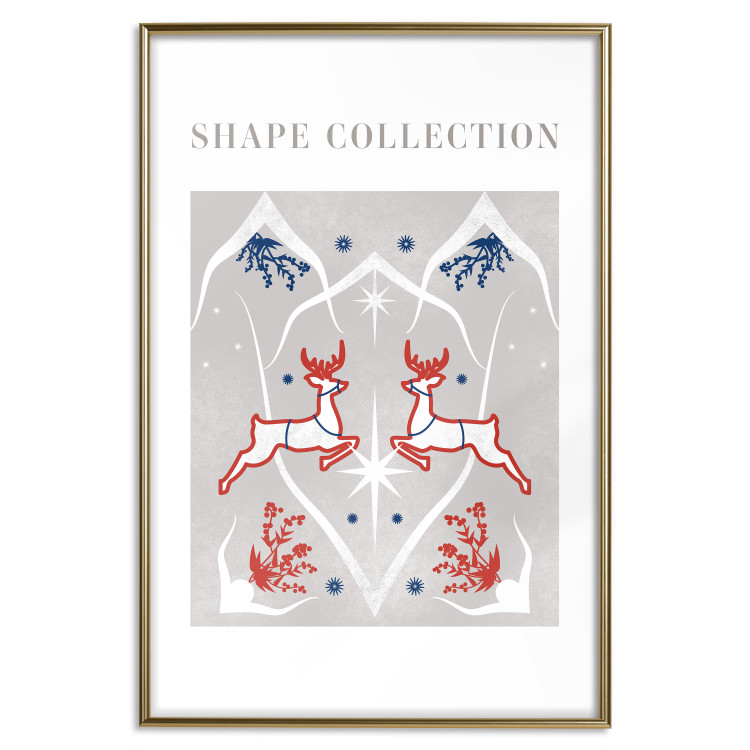 Poster Festive Shapes - Jumping Deer and Blue Holly 148024 additionalImage 23