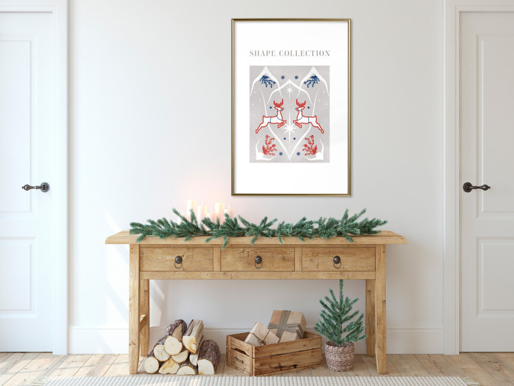 Poster Festive Shapes - Jumping Deer and Blue Holly 148024 additionalImage 16