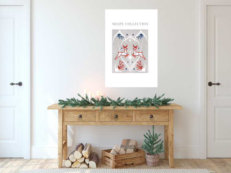 Poster Festive Shapes - Jumping Deer and Blue Holly 148024 additionalImage 13