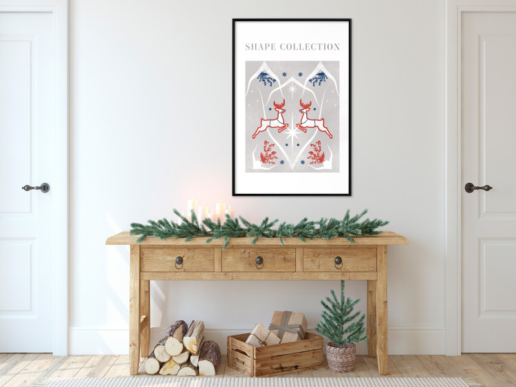 Poster Festive Shapes - Jumping Deer and Blue Holly 148024 additionalImage 12