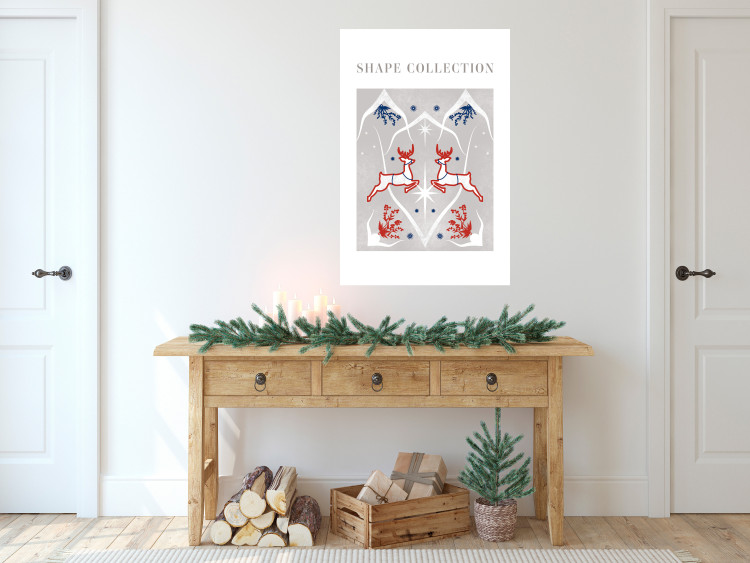 Poster Festive Shapes - Jumping Deer and Blue Holly 148024 additionalImage 11