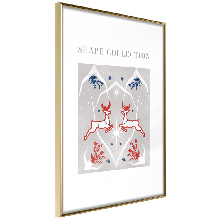 Poster Festive Shapes - Jumping Deer and Blue Holly 148024 additionalImage 8