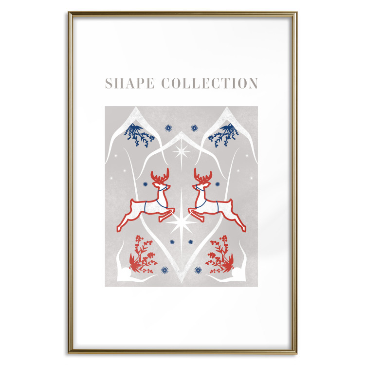 Poster Festive Shapes - Jumping Deer and Blue Holly 148024 additionalImage 25