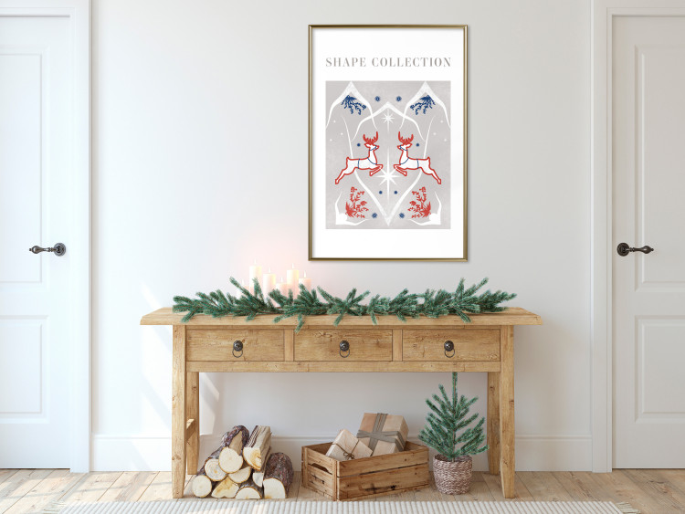 Poster Festive Shapes - Jumping Deer and Blue Holly 148024 additionalImage 15