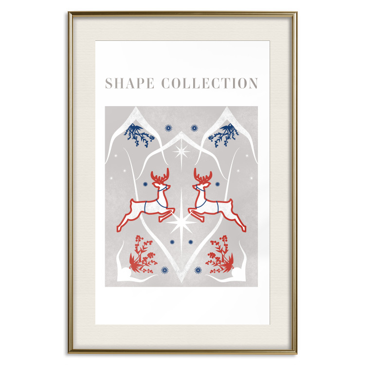 Poster Festive Shapes - Jumping Deer and Blue Holly 148024 additionalImage 27