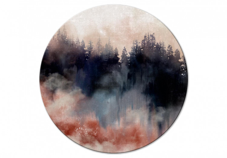 Round Canvas Watercolor Landscape - Abstract View of a Painted Forest 148624