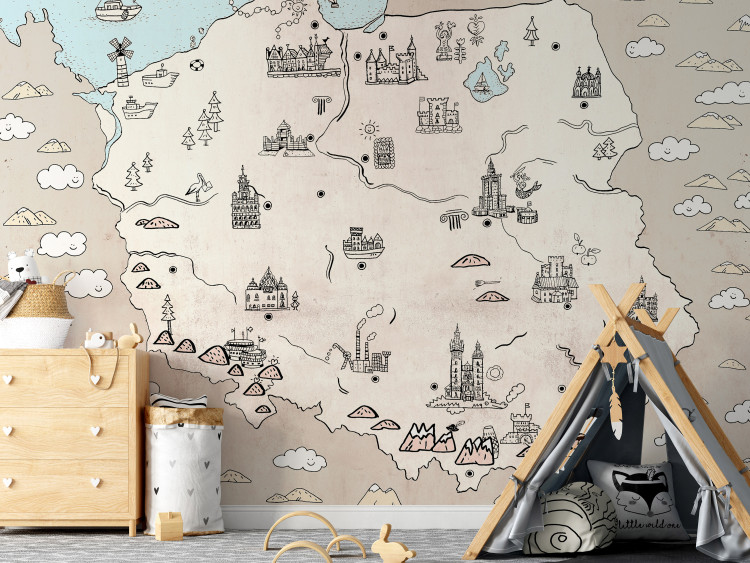Wall Mural Map of Poland for Children - Interesting Places and Tourist Attractions 149224
