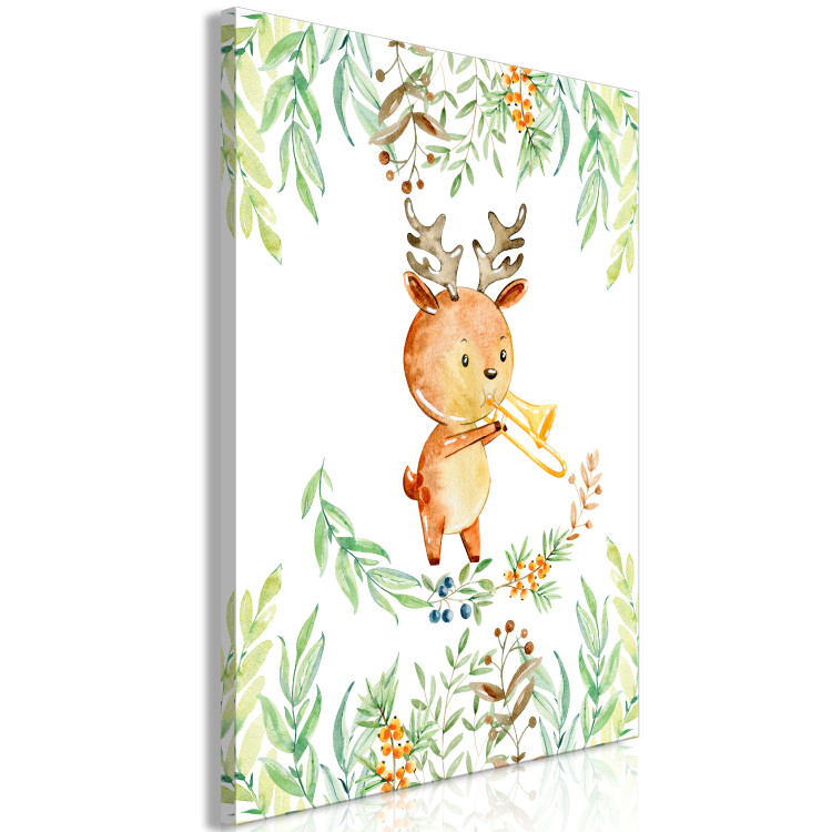 Canvas Print Musical Deer - Illustration for Children Painted With Watercolor 149824 additionalImage 2