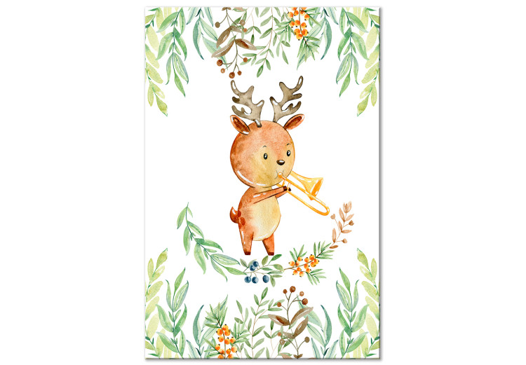 Canvas Print Musical Deer - Illustration for Children Painted With Watercolor 149824