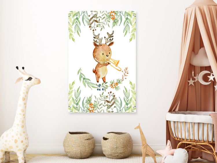 Canvas Print Musical Deer - Illustration for Children Painted With Watercolor 149824 additionalImage 3