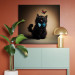 Canvas Art Print AI Cat - Animal in a Bow Tie Watching a Colorful Butterfly - Square 150124 additionalThumb 11