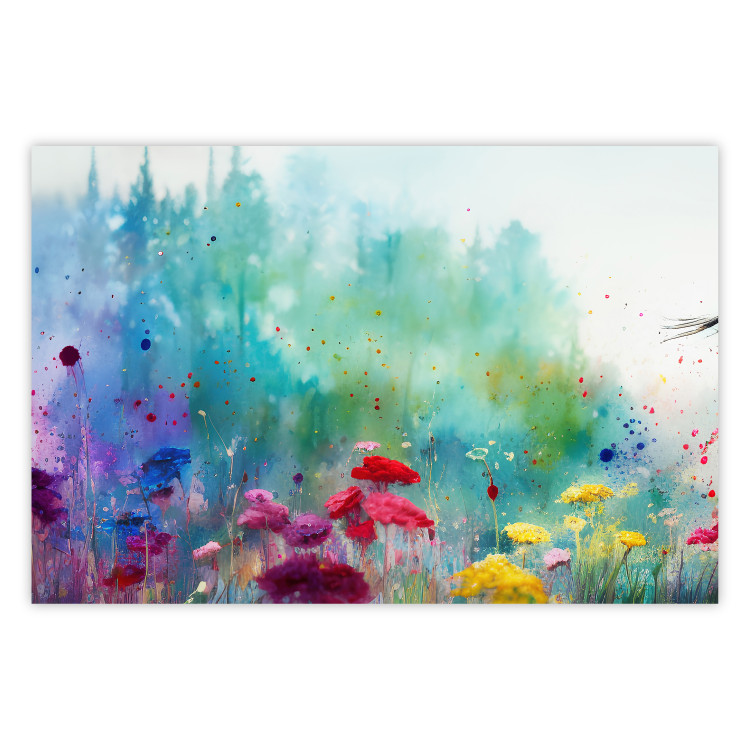 Poster Multicolored Flowers - A Painting Composition With a Forest Generated by AI 151124