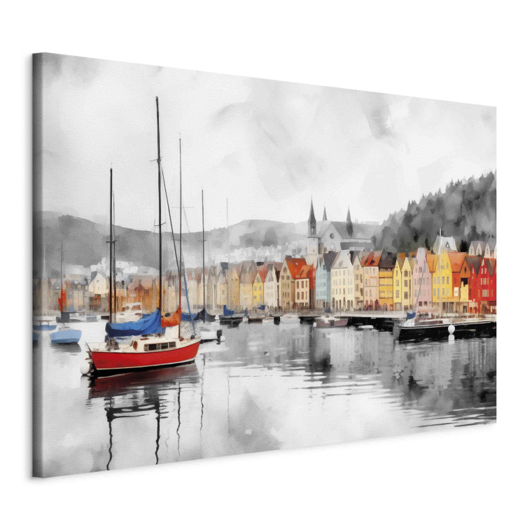 Canvas Art Print Bergen - Norwegian Port With Colorful Houses in the Background 151924 additionalImage 2