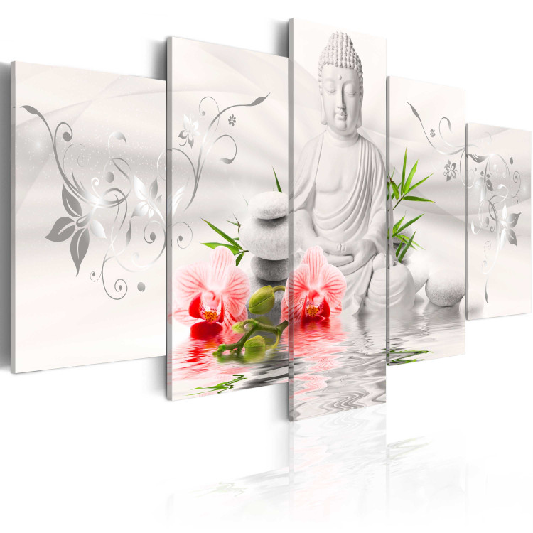 Canvas White Buddha and orchid 55624 additionalImage 2