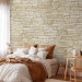Wall Mural Brick Background - Background with a pattern of arranged white stones resembling a wall 61924 additionalThumb 2
