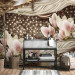 Wall Mural Golden glitters - pearls and magnolia flowers on a background of delicate patterns 64024 additionalThumb 8