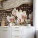 Wall Mural Golden glitters - pearls and magnolia flowers on a background of delicate patterns 64024 additionalThumb 6