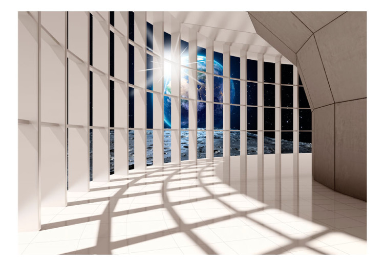 Photo Wallpaper Lunar walkway - modern architecture in white on a cosmic background 72524 additionalImage 1