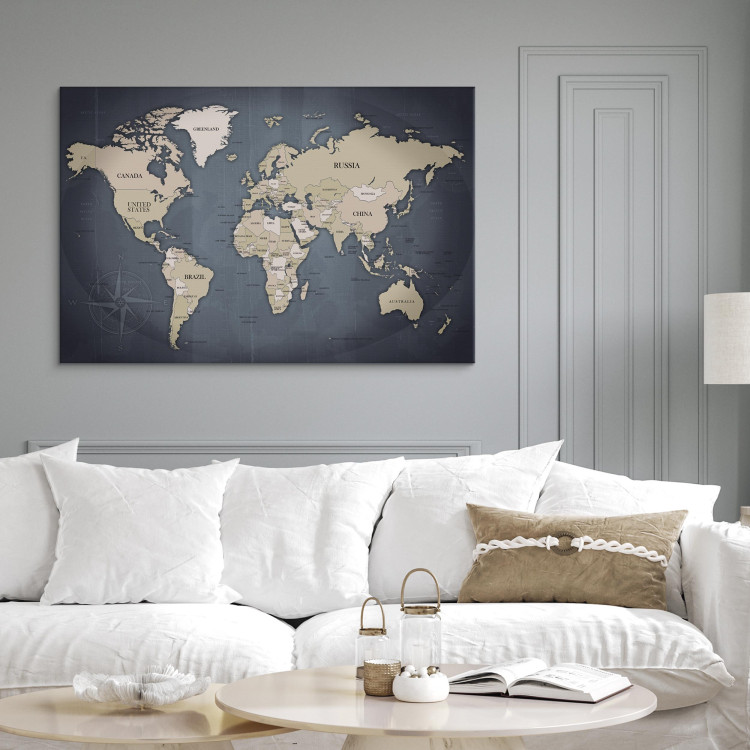 Canvas Print World Map: Shades of Grey 91924 additionalImage 3