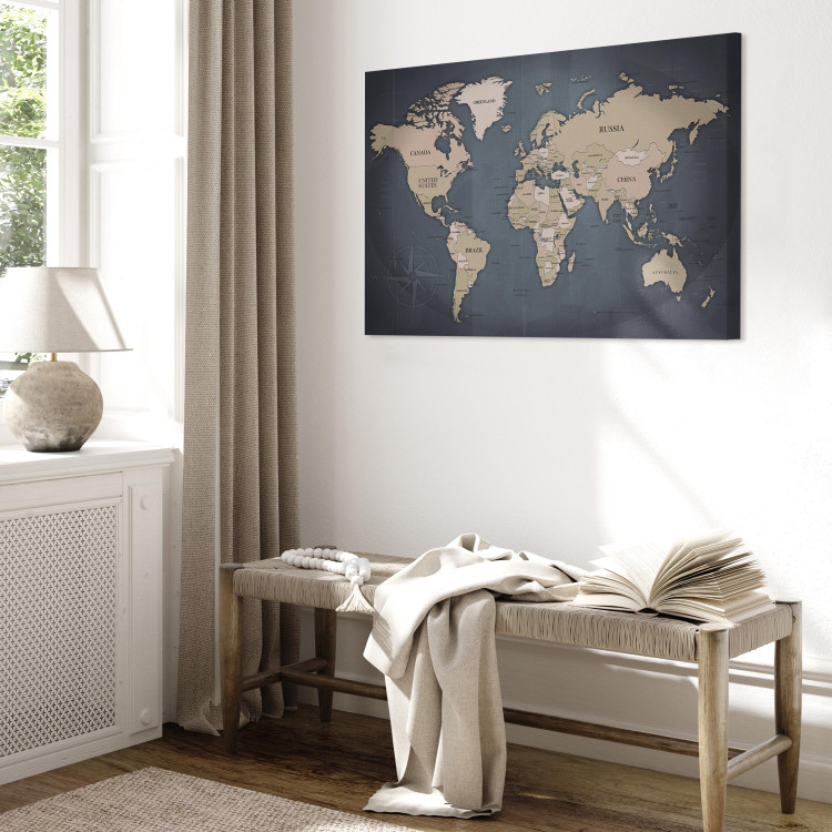 Canvas Print World Map: Shades of Grey 91924 additionalImage 4