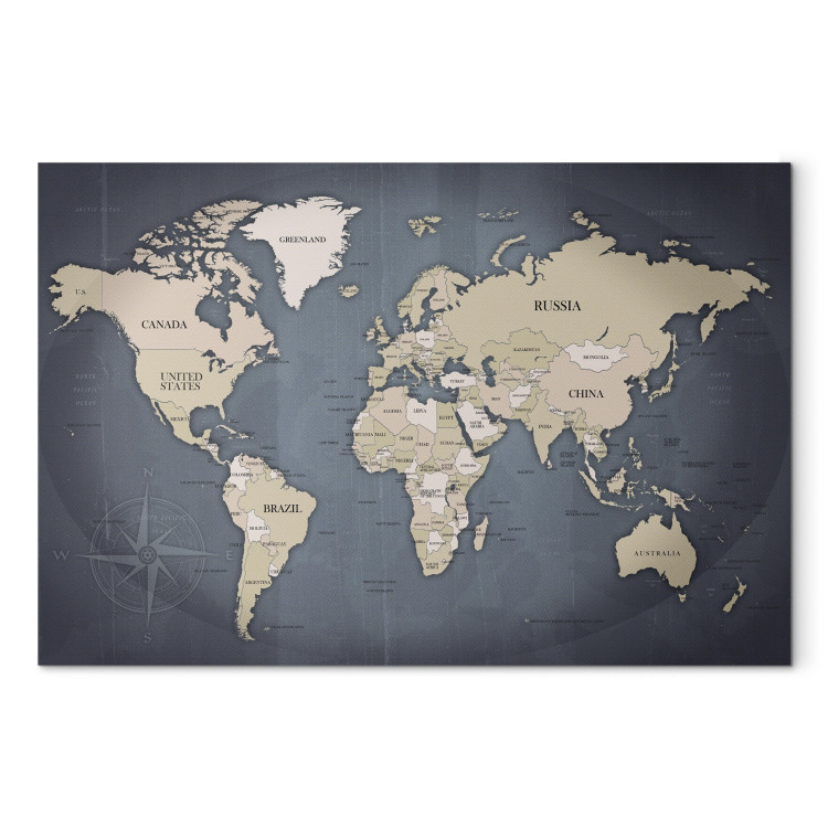 Canvas Print World Map: Shades of Grey 91924 additionalImage 7