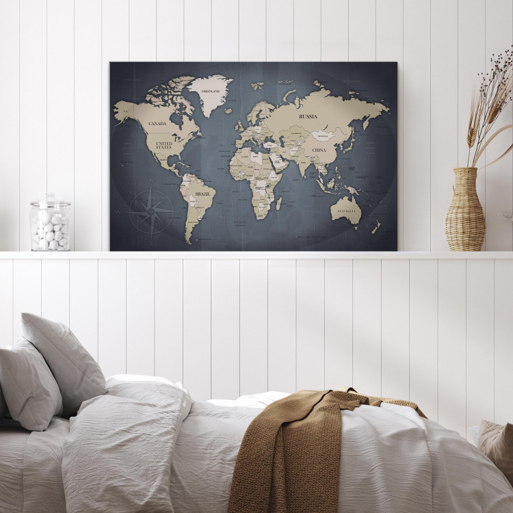 Canvas Print World Map: Shades of Grey 91924 additionalImage 5