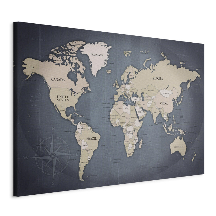 Canvas Print World Map: Shades of Grey 91924 additionalImage 2
