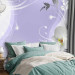 Wall Mural Flowers on a purple background - white orchids with silver ornaments 97324 additionalThumb 2